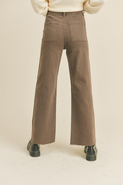 Straight Wide Leg Pants | Brown