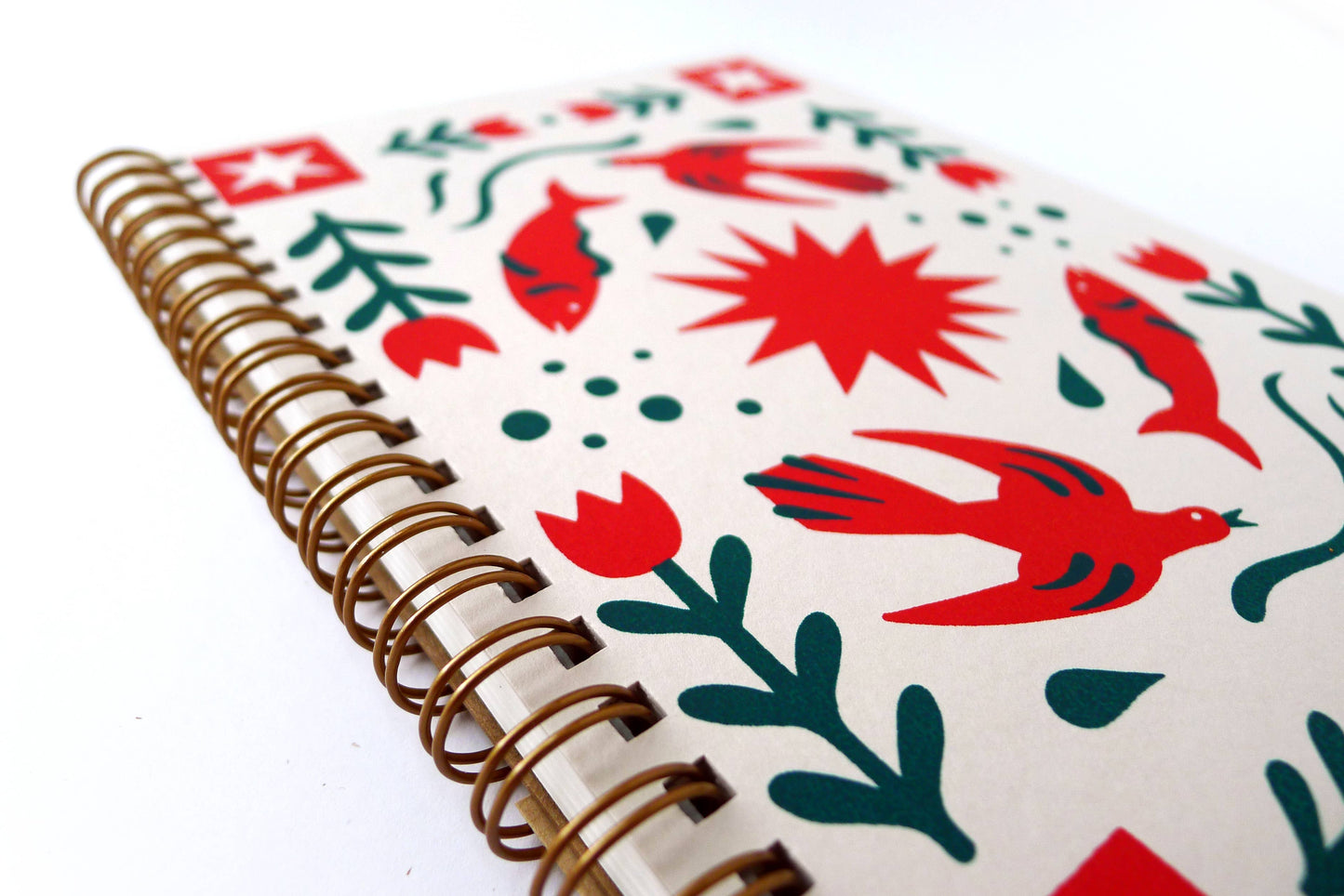 Folk Flower Coil Notebook | Lined Pages