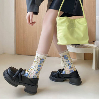 Floral Lace Socks | White
