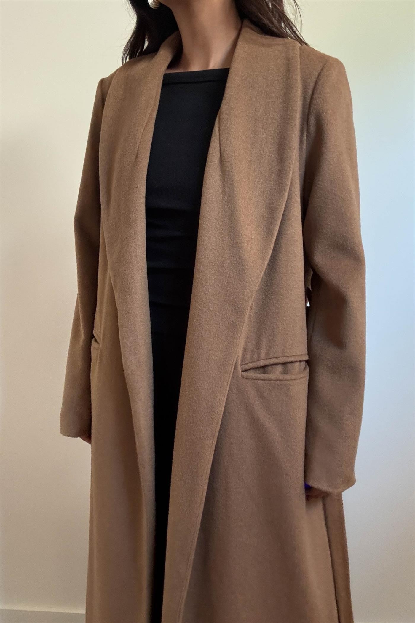 Wool Blend Slim Coat | Camel