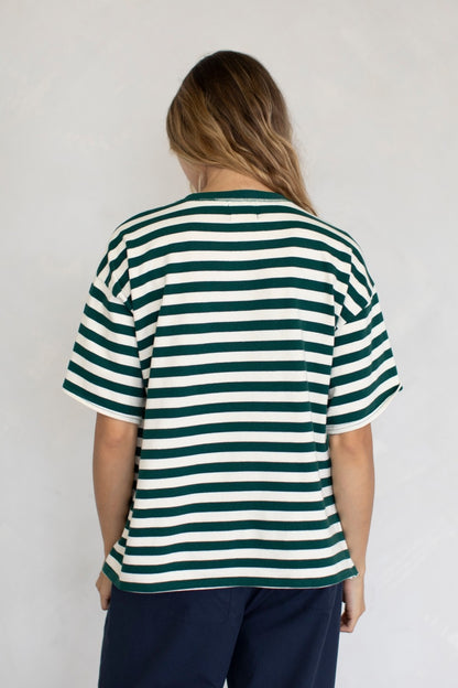 Oversized Stripe Tee | Hunter Green
