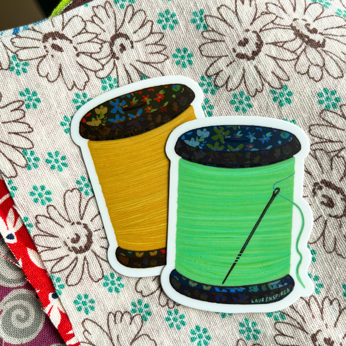Yellow Spool of Thread Sticker