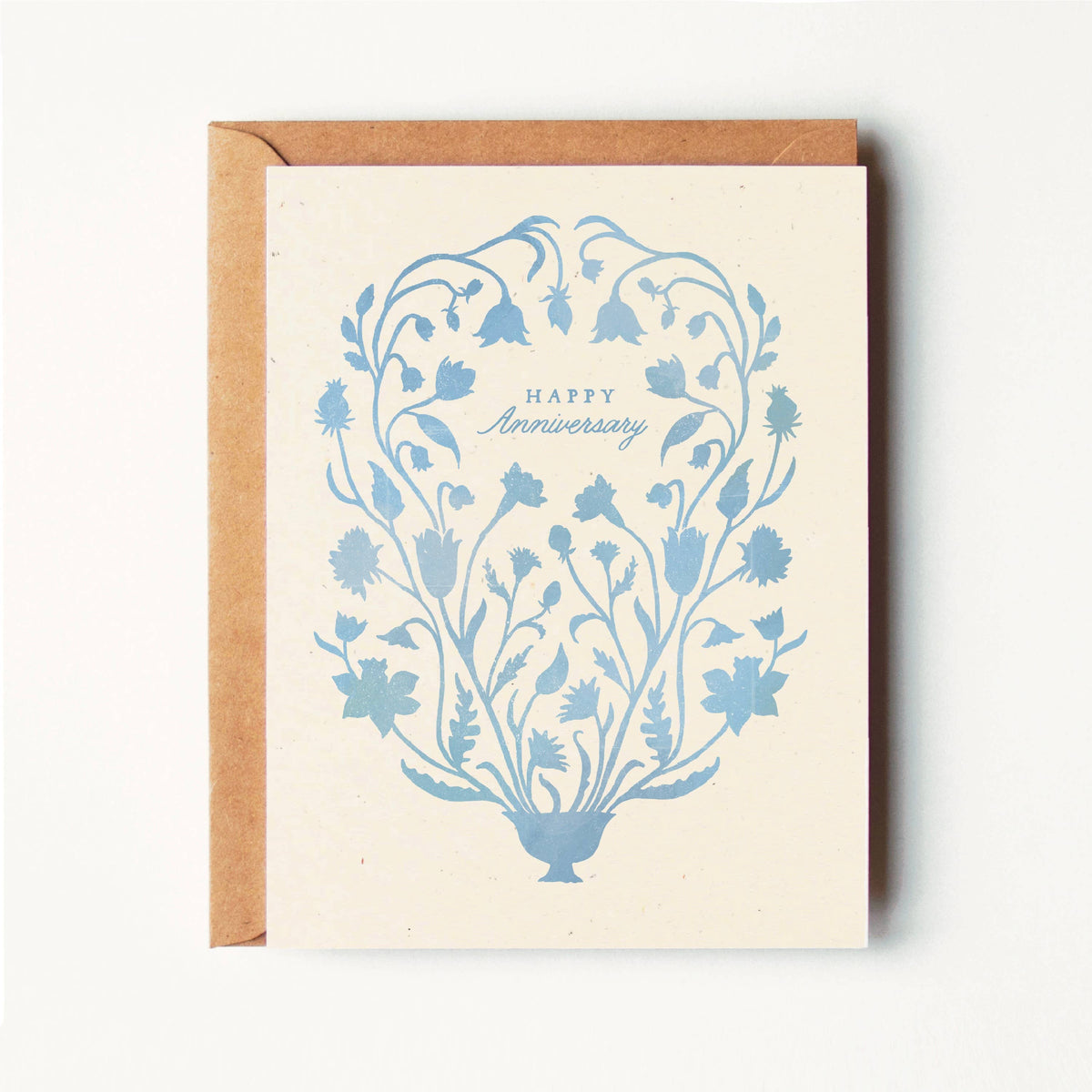 Happy Anniversary Blue Floral Card