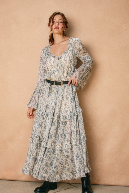 Victorian Rose Bell Sleeve Maxi Dress