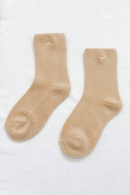 Cloud Socks | French Vanilla + Embroidered Gold Heart