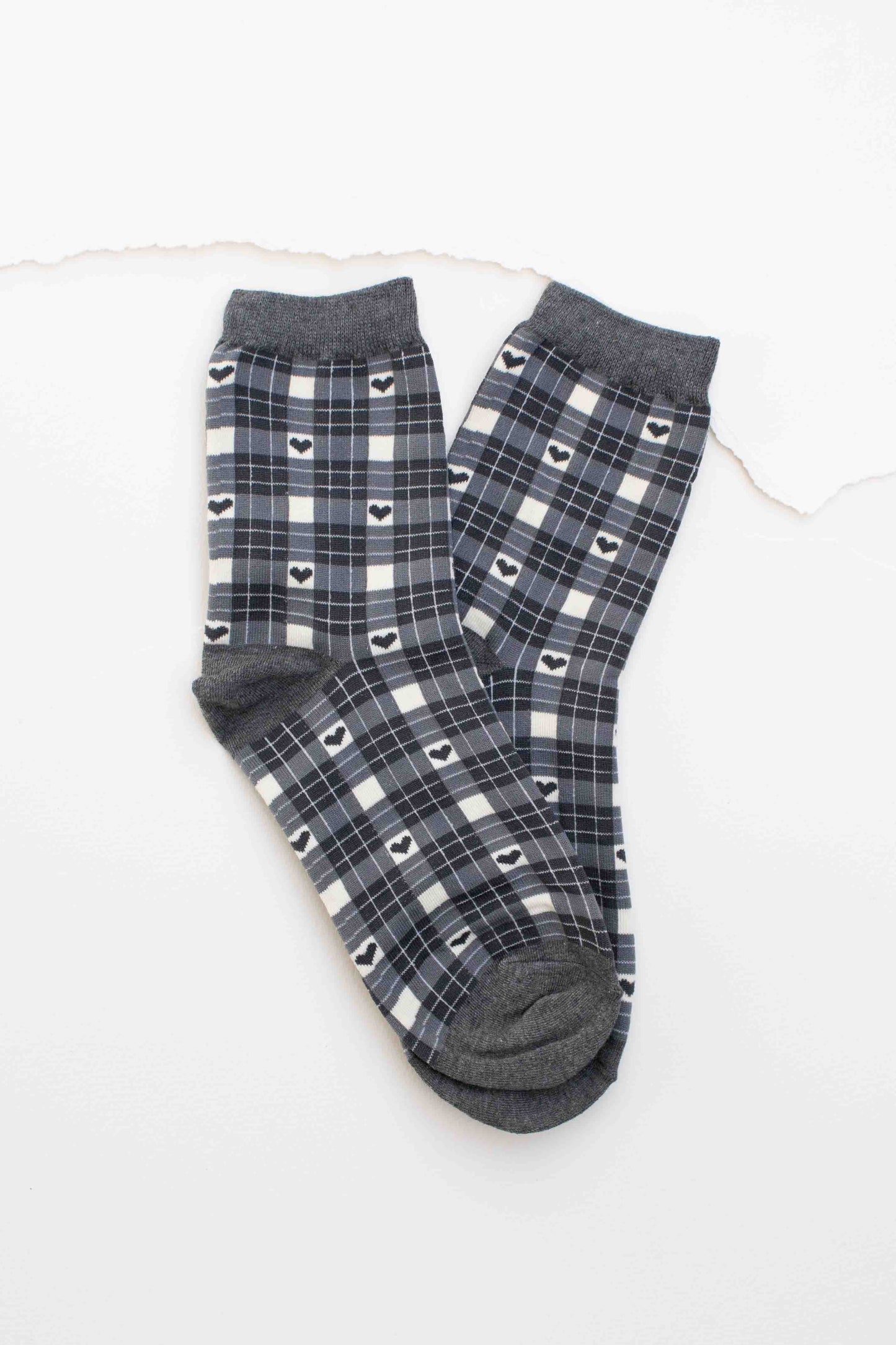 Plaid Heart Socks | Brown