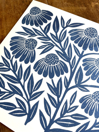 Garden Series Print | Navy Echinacea