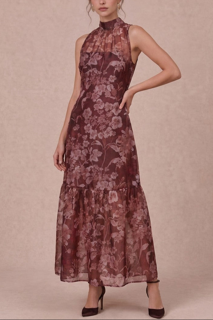 Soft Organza Maxi Dress | Rust