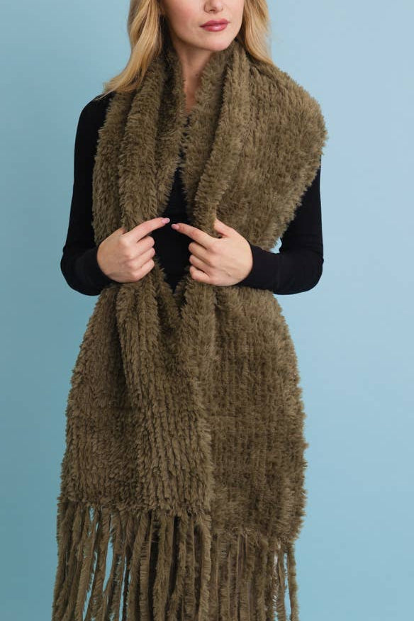 Super Soft Fringe Scarf | Olive
