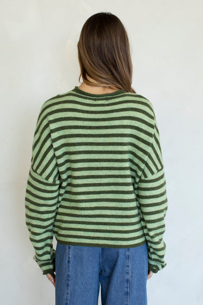 Piper Bold Stripe Cardigan | Olive