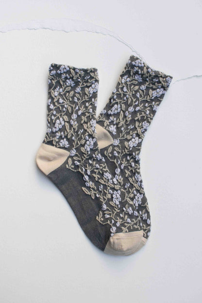 Floral Textured Socks | Sky
