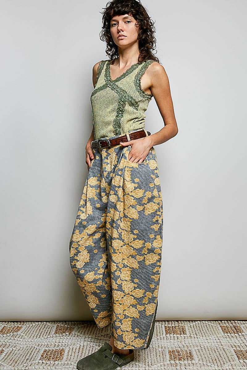 Patterned Wide Leg Pants | Black Floral