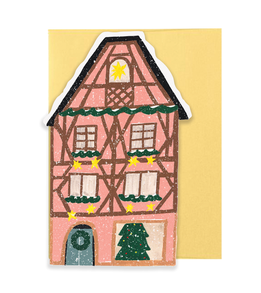 Pink Cottage Die Cut Card