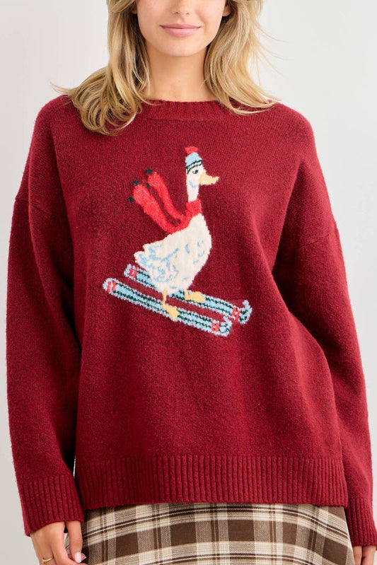 Tis The Ski-son Duck Sweater
