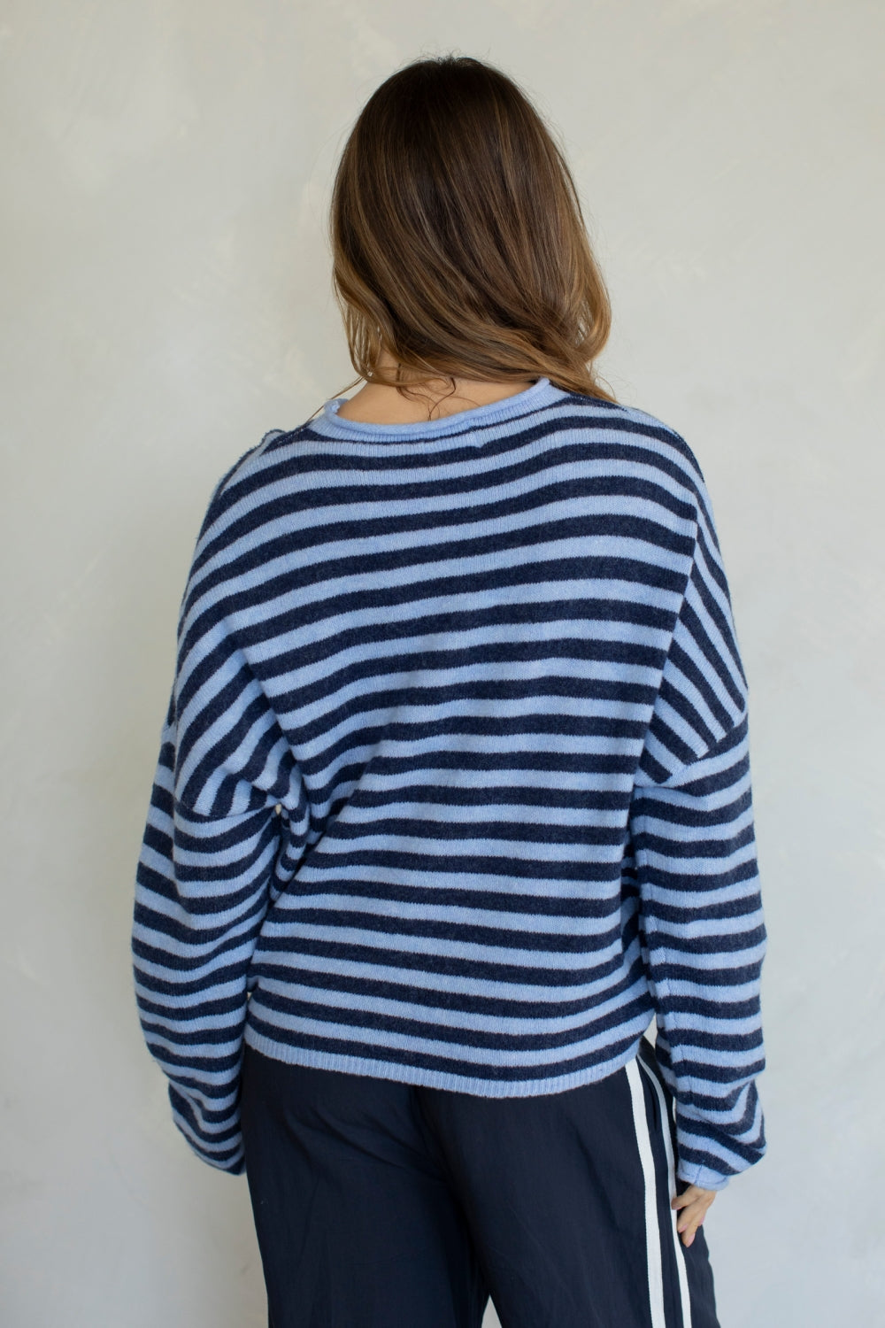 Piper Bold Stripe Cardigan | Dusty Blue