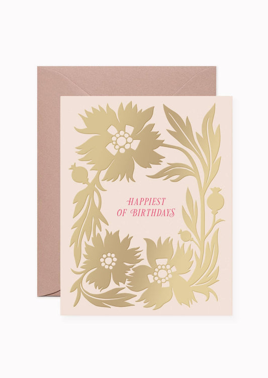 Gold Poppies Birthday Card