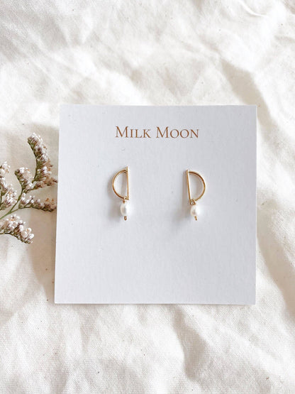 Pearl Half Moon Studs