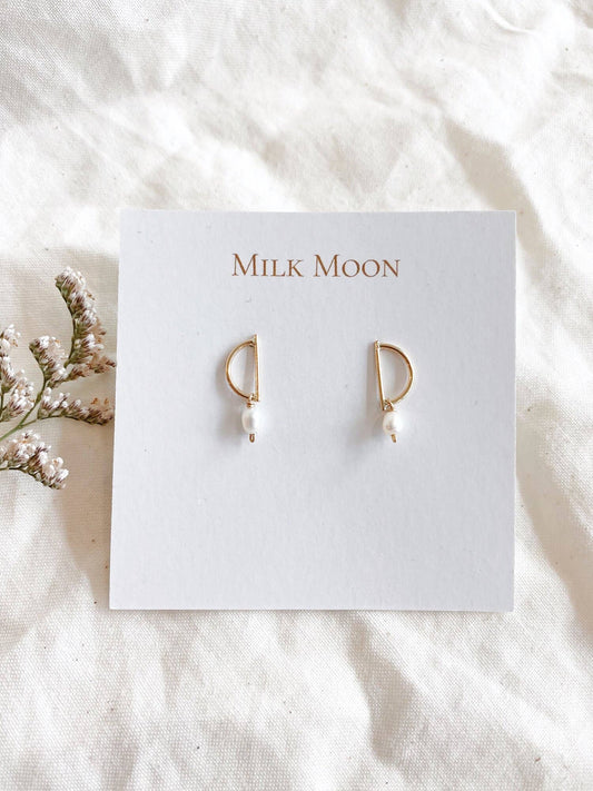 Pearl Half Moon Studs
