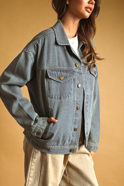 Railroad Stripe Denim Jacket