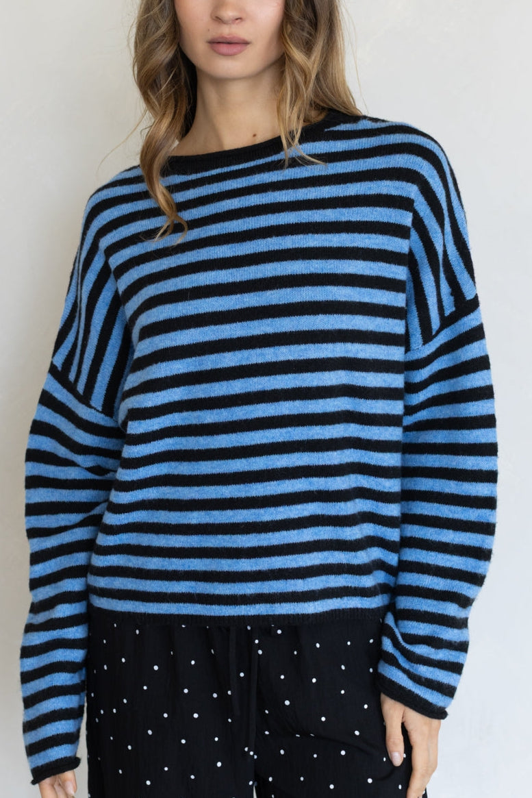 Piper Striped Pullover Sweater | Blue Combo