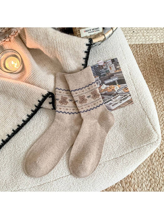Nordic Cozy Crew Socks | Teddy Bear