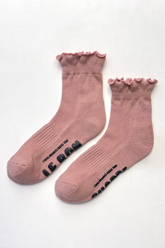 Ruffled Hugger Crew Socks | Vintage Pink