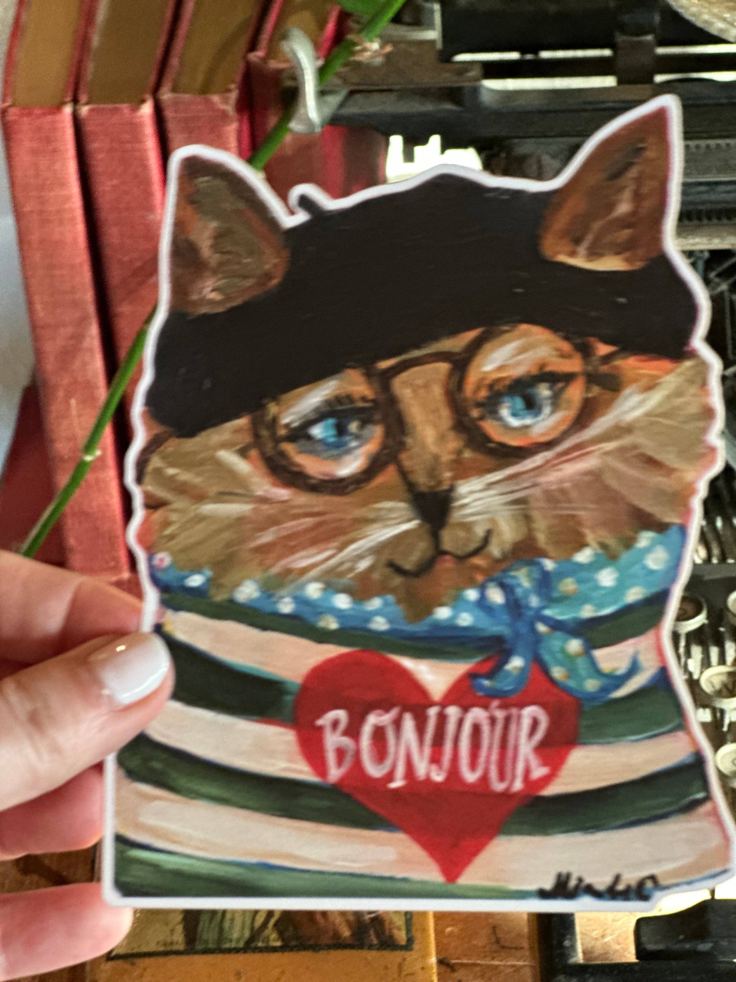 Bonjour Chat Die Cut Card