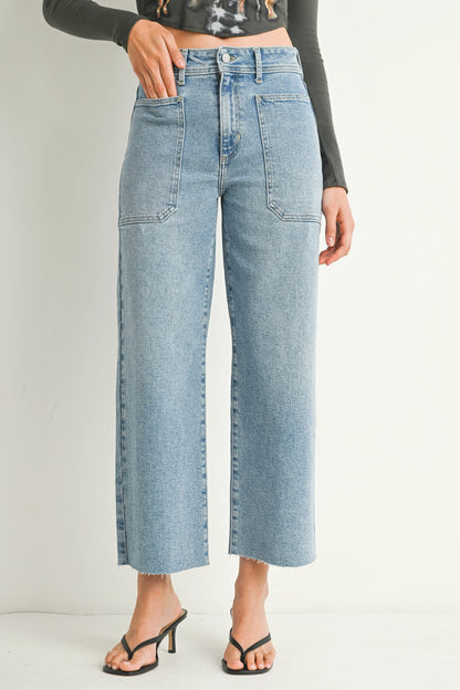 Wide Leg Utility Denim | Light Wash