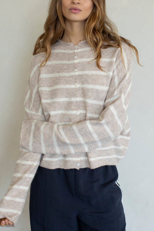 Cabana Stripe Piper Cardigan | Beige