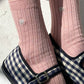 Embroidered Her Socks | Pink + Silver Seashell