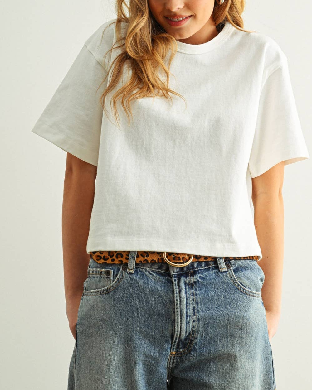 Weekend Boxy Crop Tee | White