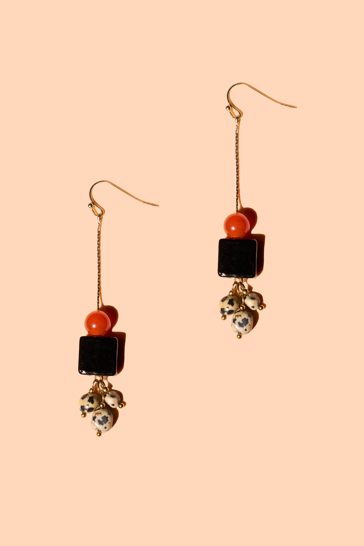 Sayde Dangle Earrings | Dalmatian Jasper + Carnelian