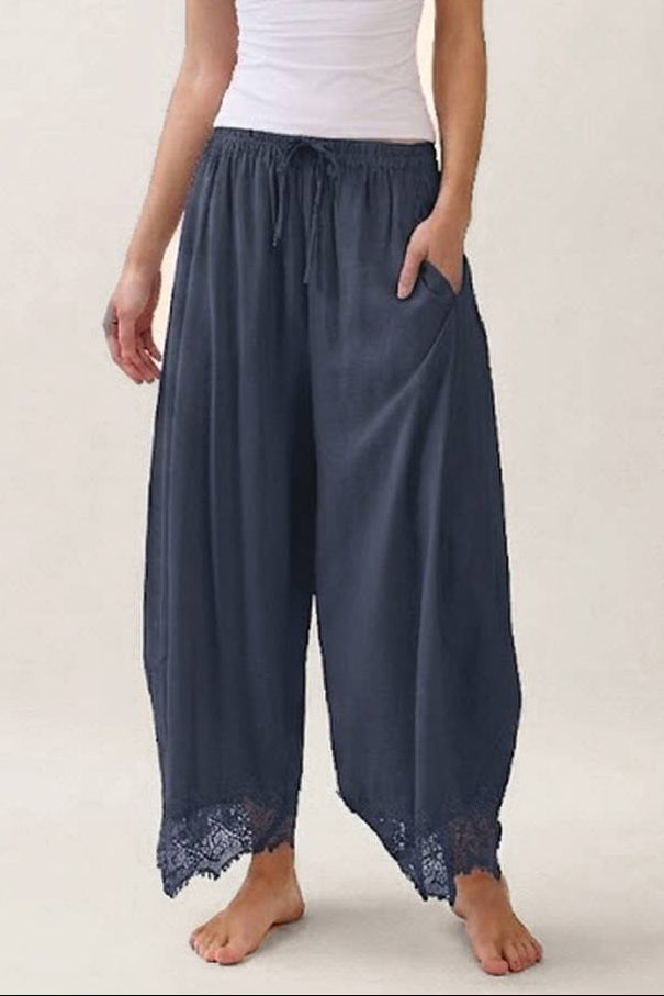 Billie Lace-Trim Tapered Pants | Ink