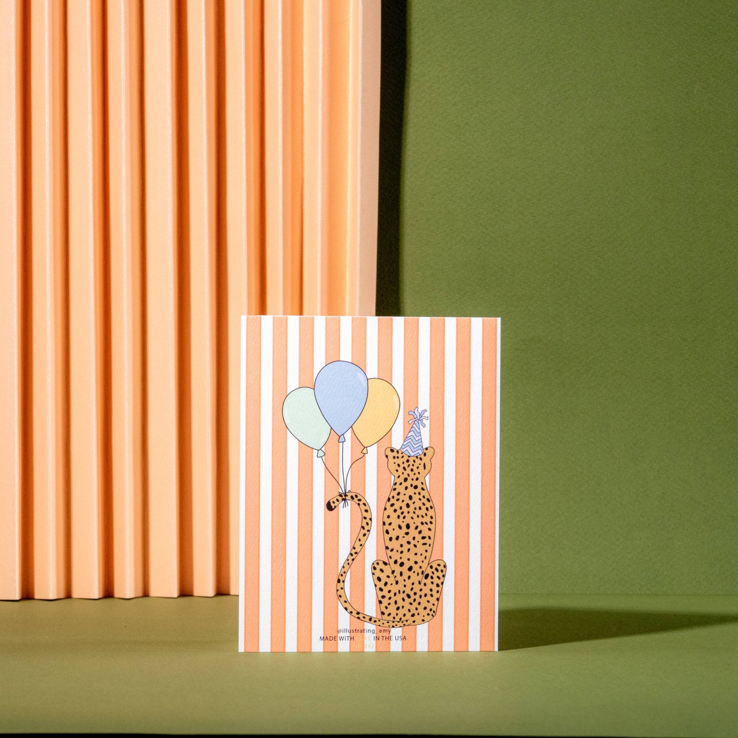 Leopard Balloon Happy Birthday Card