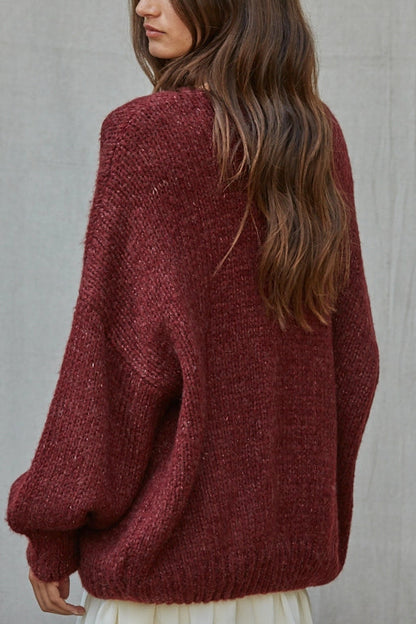 Sadie Tie Front Sweater | Burgundy