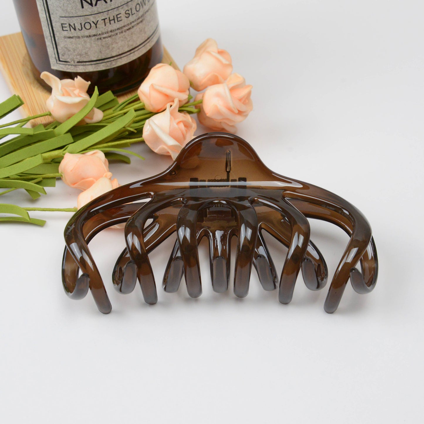 Transparent French Hair Claw | Brown