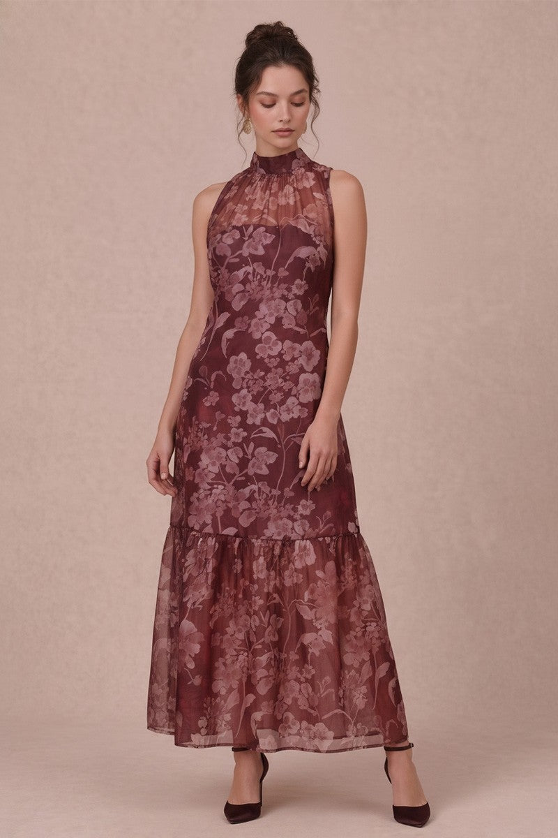 Soft Organza Maxi Dress | Rust