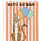 Leopard Balloon Happy Birthday Card