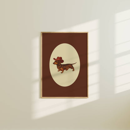 Western Dachshund Dog Print | 8x10