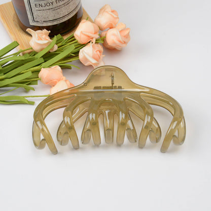 Transparent French Hair Claw | Olive