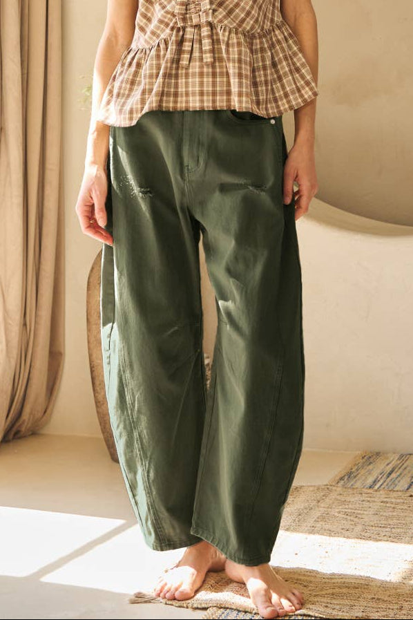 Everyday Barrel Denim | Washed Olive | Extended
