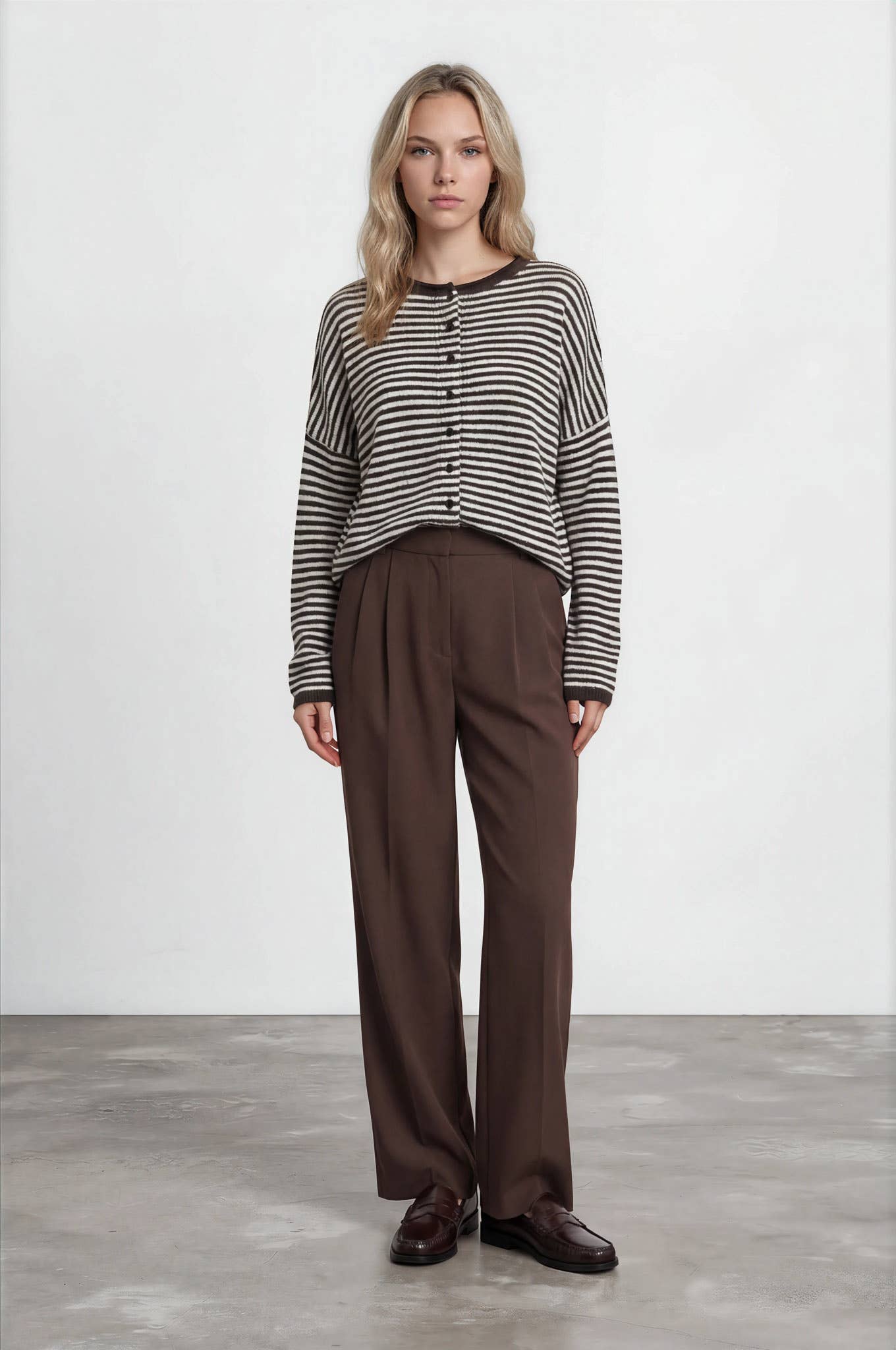 Piper Mini Stripe Cardigan | Brown