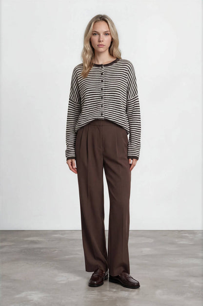 Piper Mini Stripe Cardigan | Brown