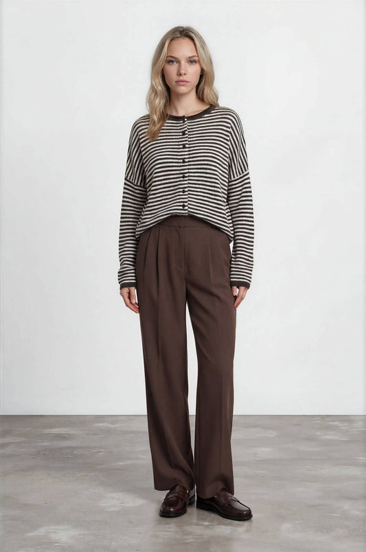 Piper Mini Stripe Cardigan | Brown