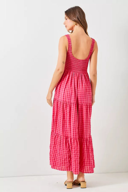Summer Crush Gingham Midi Dress | Fuchsia