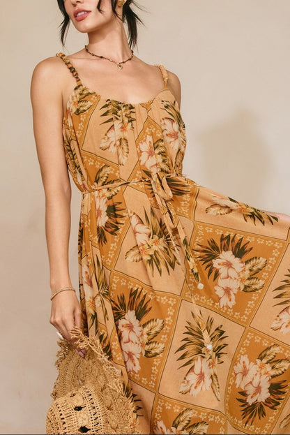 Golden Hour Tile Midi Dress