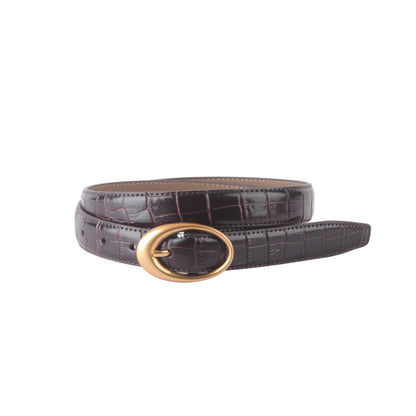 Croco Belt with Oval Buckle | Black