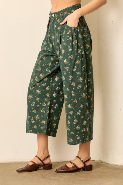 Floral Balloon Pants | Hunter Green