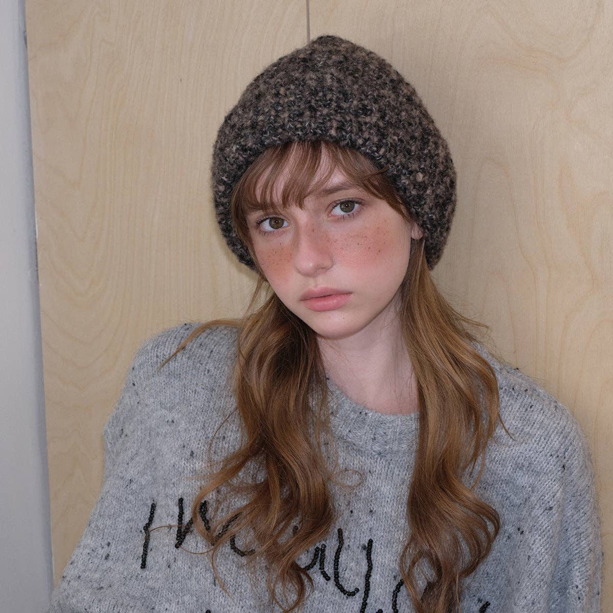 Knitted Wool Blend Beanie | Coffee