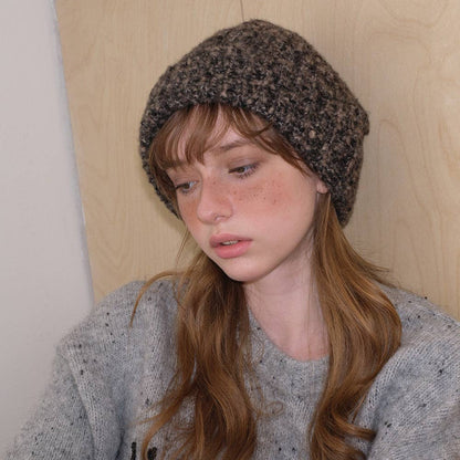Knitted Wool Blend Beanie | Coffee
